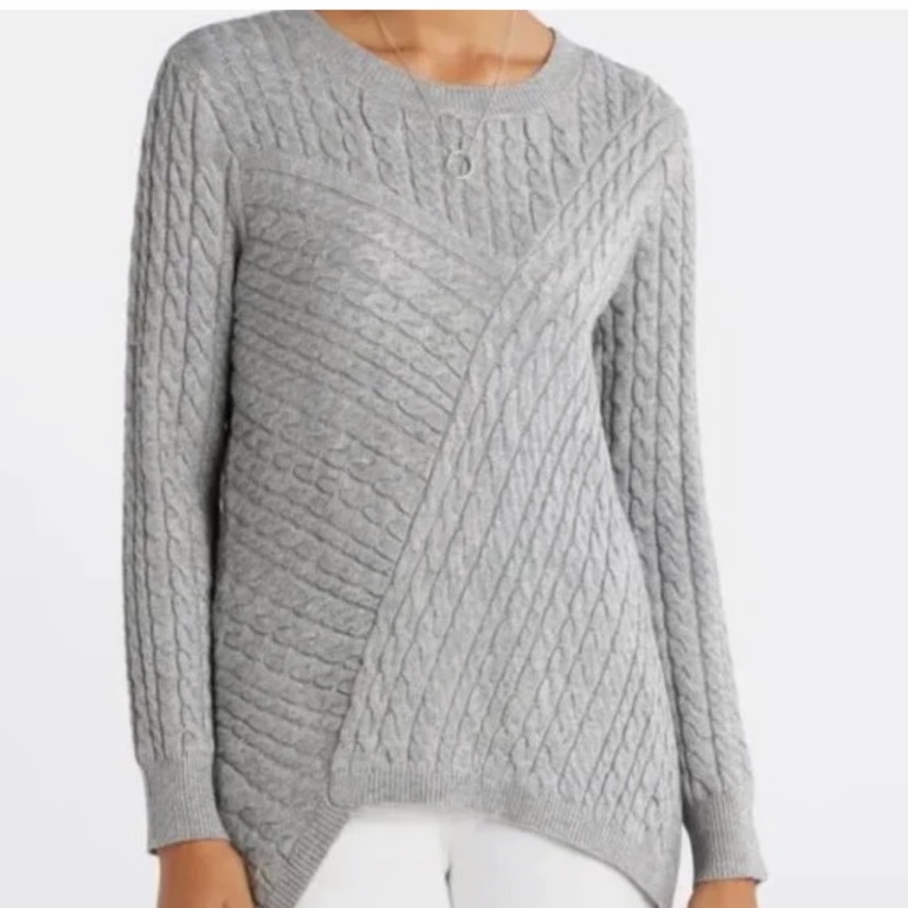 Evolution by Cyrus Aneesa Cable Knit Asymmetric Hem Sweater Ladies Large
